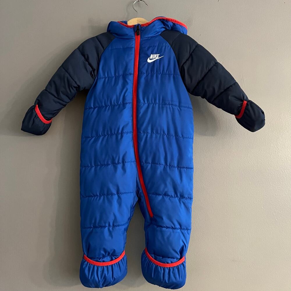 Nike Baby Snowsuit Bunting 18 Months Blue Full Zip Fleece Lined Outdoor